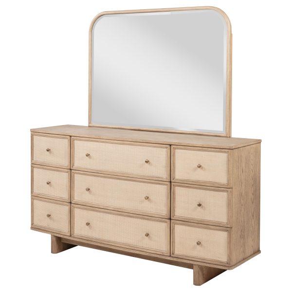 Kailani - 9-Drawer Dresser & Mirror - Beige Oak Hot on Sale