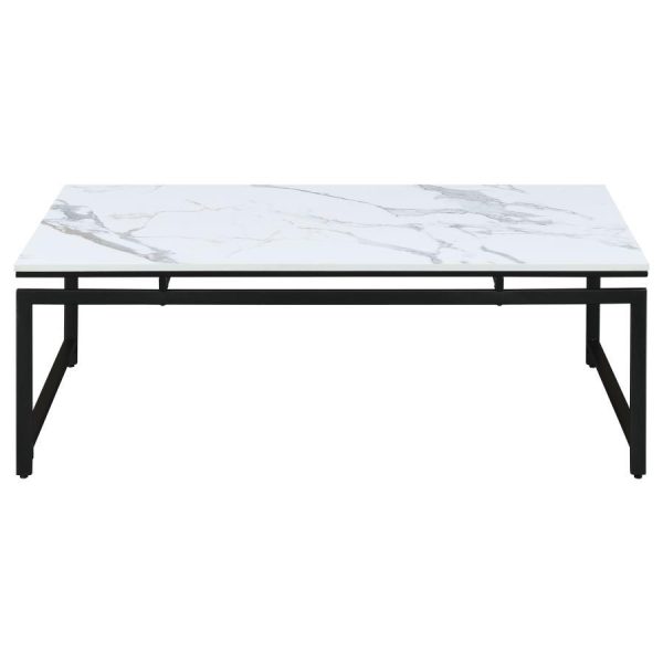 Clark - 3 Piece Faux Marble Top Coffee Table Set - White on Sale