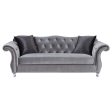 Frostine - Upholstered Rolled Arm Tufted Sofa - Silver Online