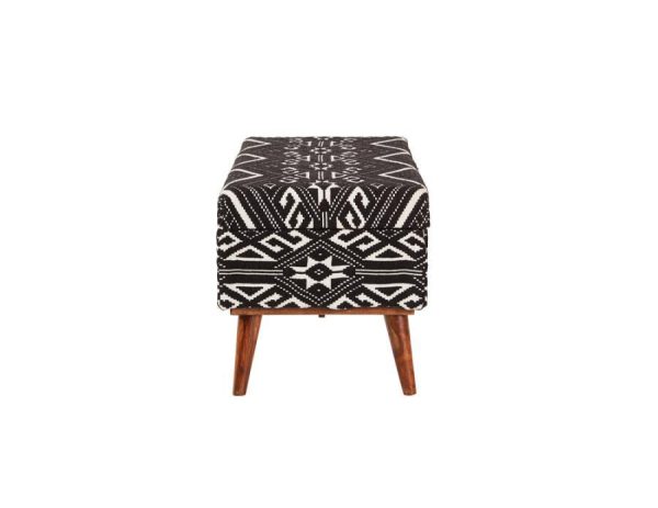 Cababi - Tribal Fabric Upholstered Accent Storage Bench - Black Sale