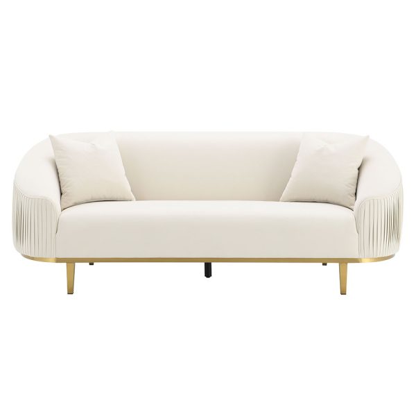 Martina - Sofa With 2 Pillows - Ivory Velvet For Sale