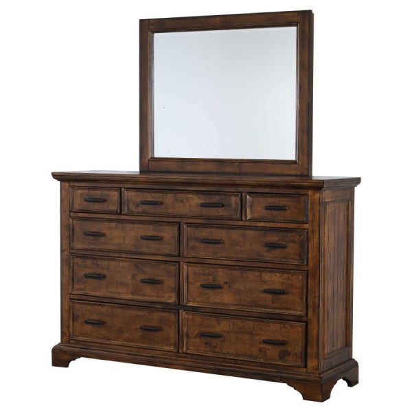 Elk Grove - 9-Drawer Dresser With Mirror - Vintage Bourbon Online now