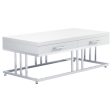 Dalya - 2-Drawer Rectangular Coffee Table - White High Gloss For Discount