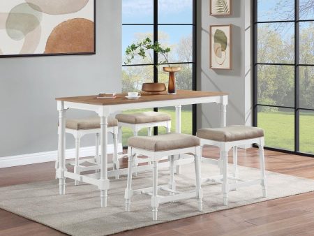 Martina - 5 Piece Rectangular Counter Height Dining Set - White For Cheap