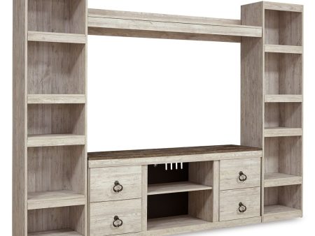 Willowton - Whitewash - 4-Piece Entertainment Center For Discount