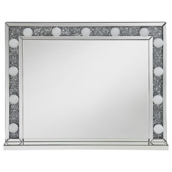 Wilmer - Rectangular Table Vanity Mirror With Lighting - Silver on Sale