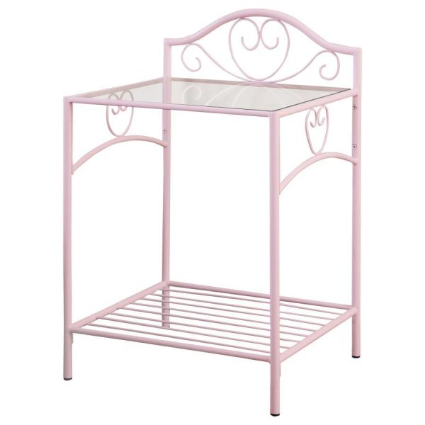 Massi - Metal 1-Shelf Nightstand - Powder Pink For Discount