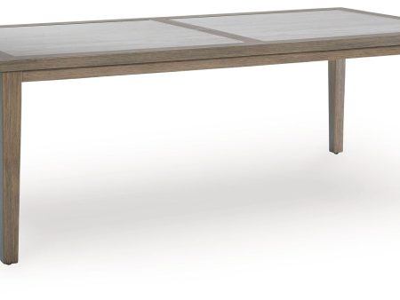 Rainier Ranch - Brown   Beige - Rectangle Dining Table With Umbrella Option For Sale