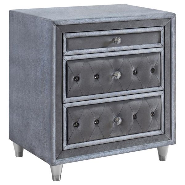 Antonella - Upholstered 3-Drawer Nightstand Online Sale