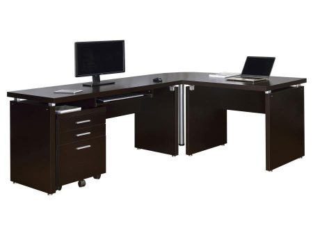 Skylar - L-Shape Desk With Mobile File Cabinet - Cappuccino Online