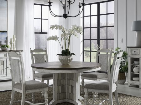 River Place - 5 Piece Pedestal Table Set - White on Sale