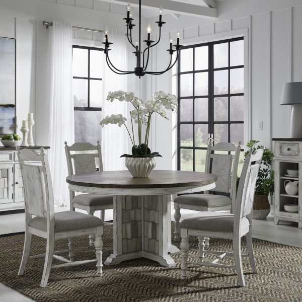 River Place - 5 Piece Pedestal Table Set - White on Sale