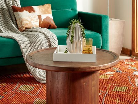 DEVIN ROUND PEDESTAL COFFEE TABLE DARK OAK Supply