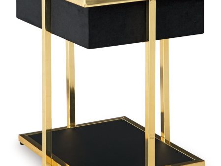 Rexwell - Black   Gold Finish - Accent Table With Speaker For Sale