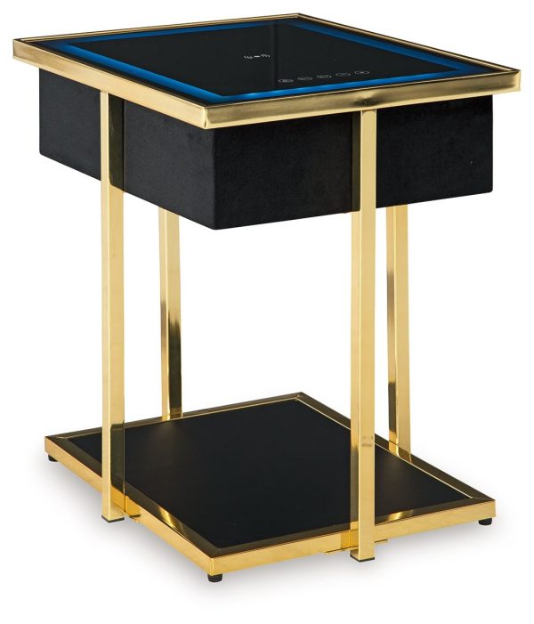 Rexwell - Black   Gold Finish - Accent Table With Speaker For Sale