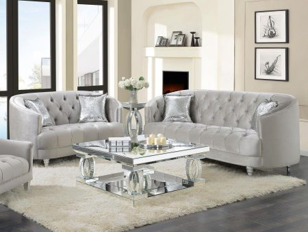 Avonlea - Upholstered Sloped Arm Sofa Set Velvet For Sale