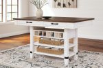 Valebeck - Rect Dining Room Counter Table With Wine Rack For Cheap