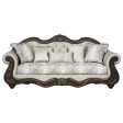 Pierce - Sofa With 5 Pillows - Beige Fabric & Cherry Finish on Sale