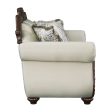 Pierce - Loveseat With 3 Pillows - Beige Fabric & Cherry Finish Online now