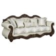 Pierce - Sofa With 5 Pillows - Beige Fabric & Cherry Finish on Sale